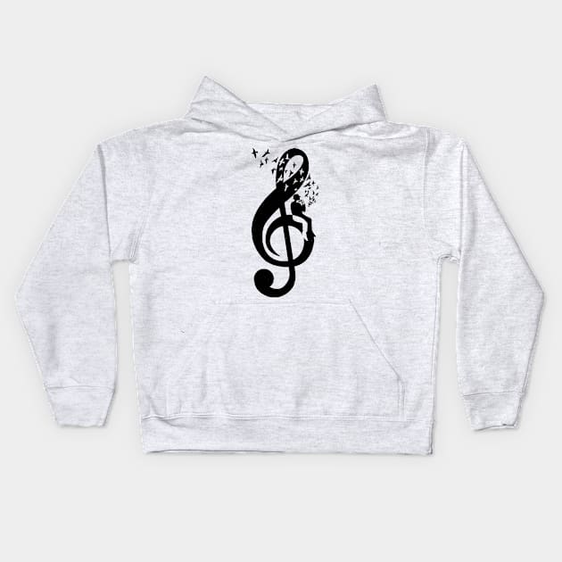 Treble Clef - Harmonica Kids Hoodie by barmalisiRTB